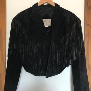 Vintage genuine suede cropped fringe jacket